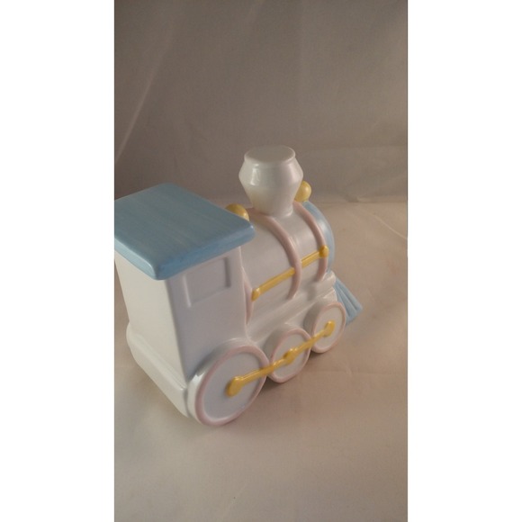 Blue yellow ceramic train, baby boy, baby girl  Enesco, 1985 vintage kitsch - Picture 3 of 4